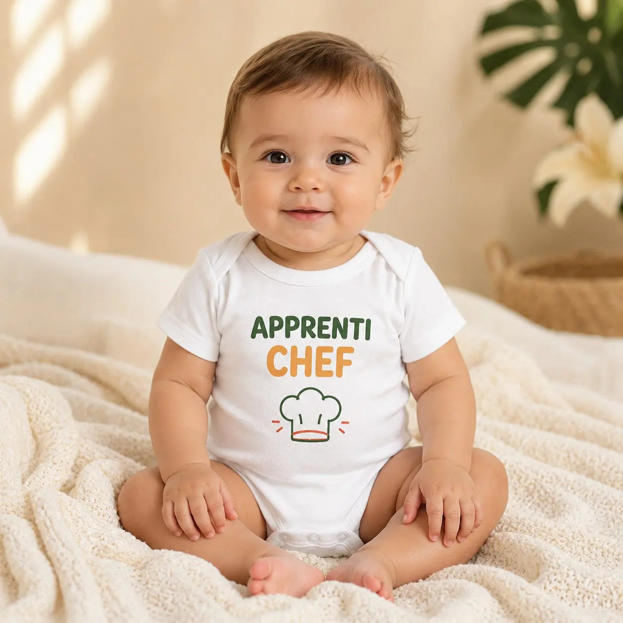 Body bébé NDC — Apprenti chef blanc - porté mannequin bébé