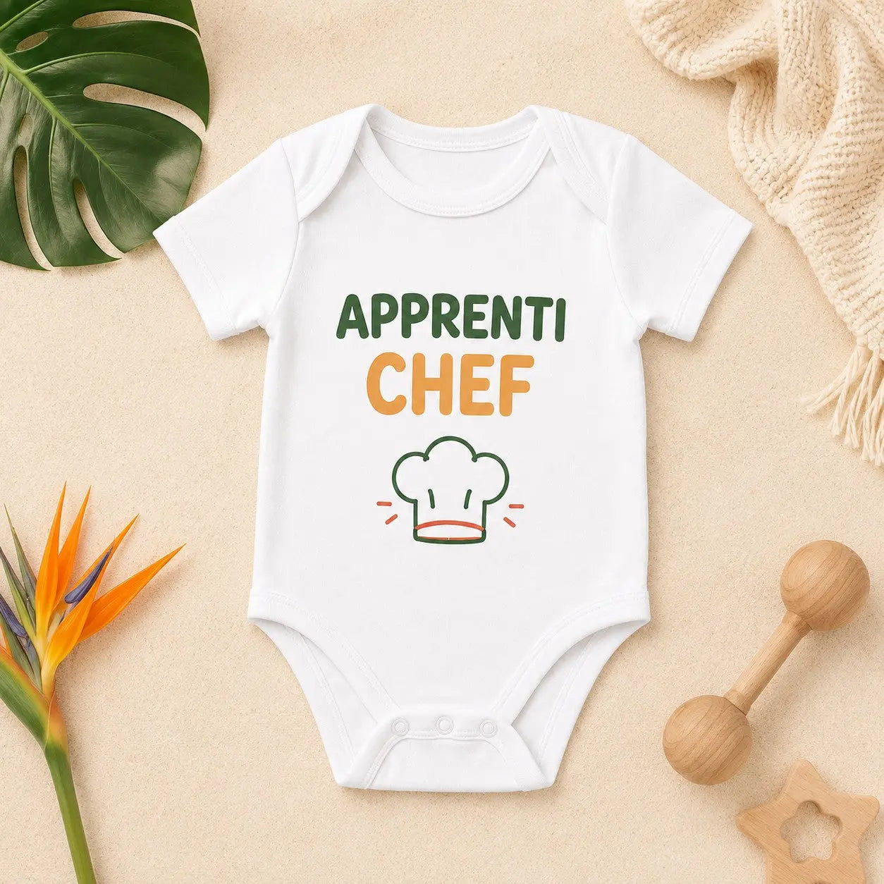 Body bébé NDC — Apprenti chef blanc - flat lay