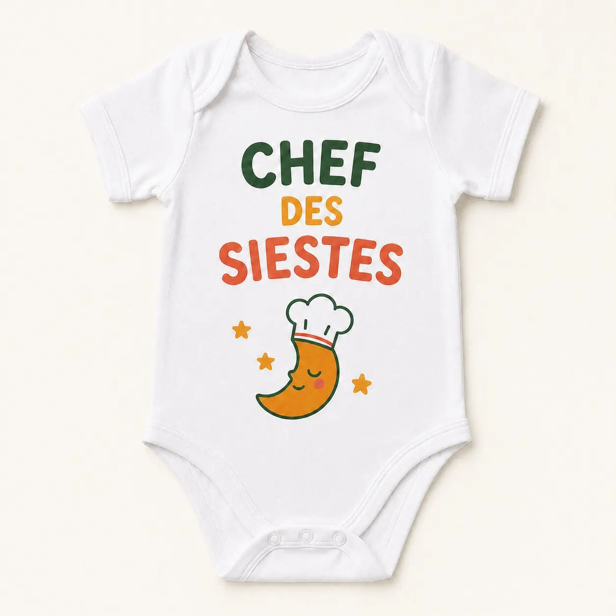 Body bébé NDC — Chef des siestes blanc - packshot fond blanc