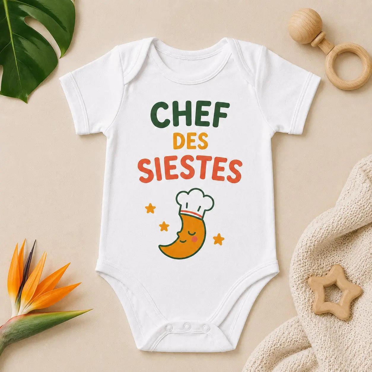 Body bébé NDC — Chef des siestes blanc - flat lay