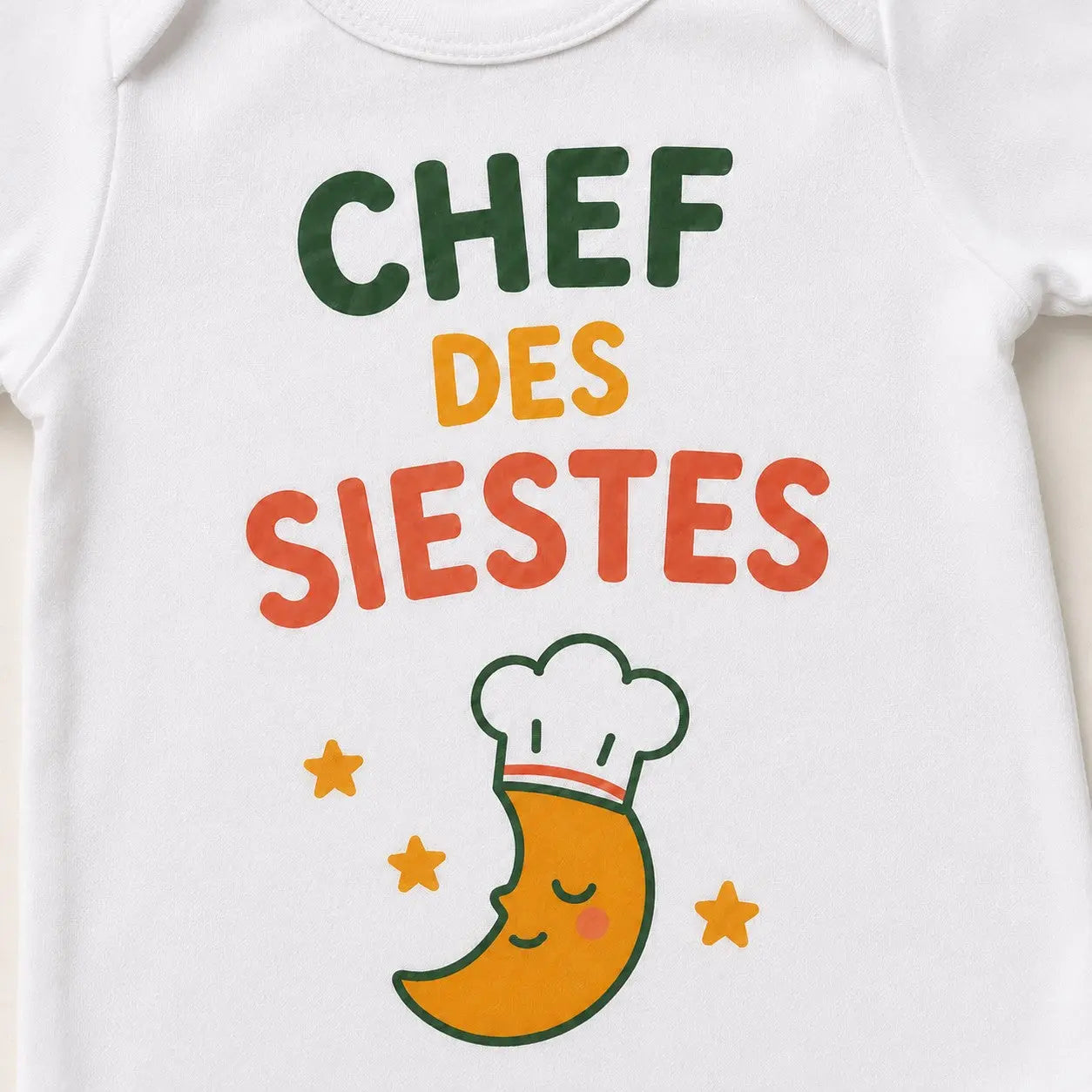 Body bébé NDC — Chef des siestes blanc - zoom poitrine