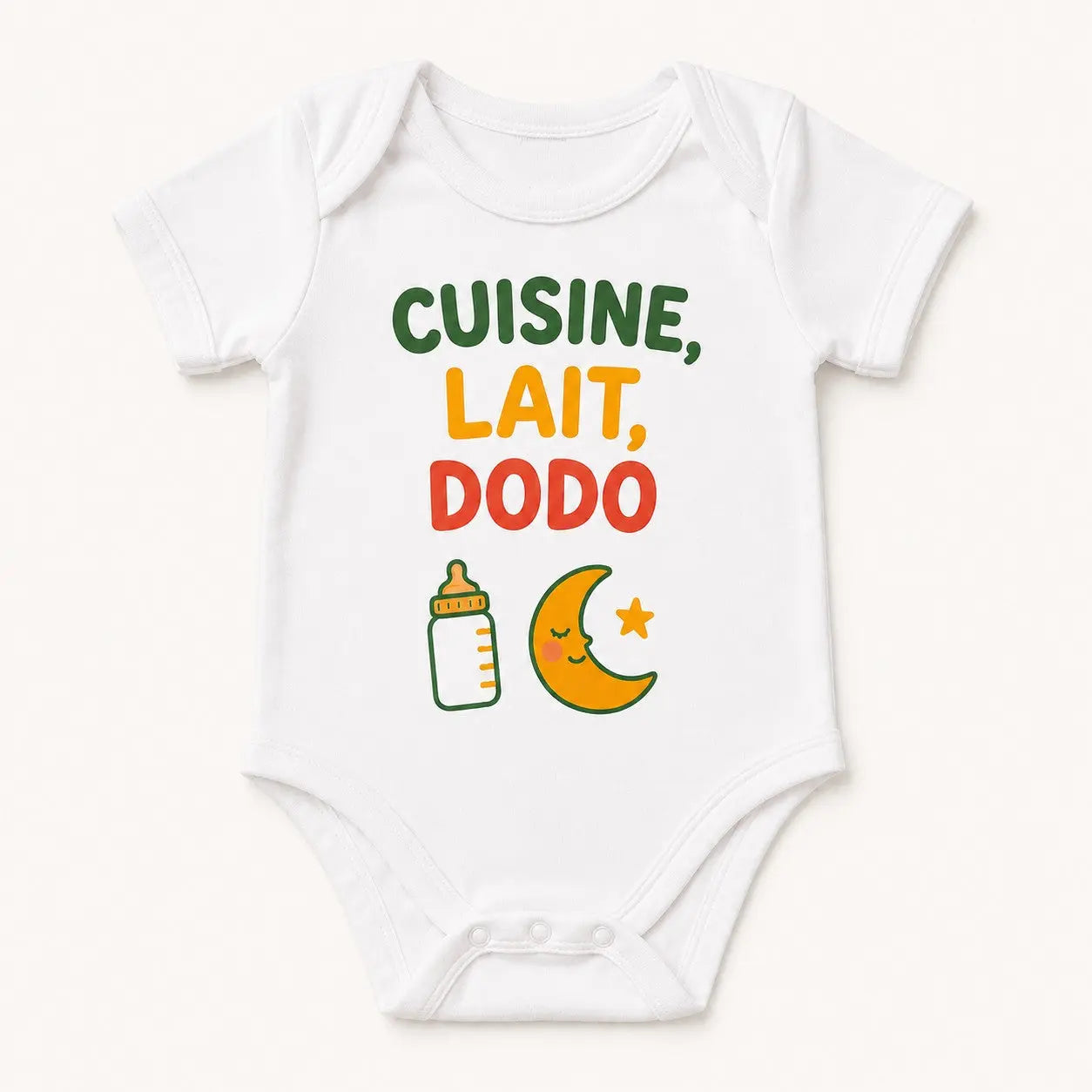Body bébé NDC — Cuisine lait dodo blanc - packshot fond blanc