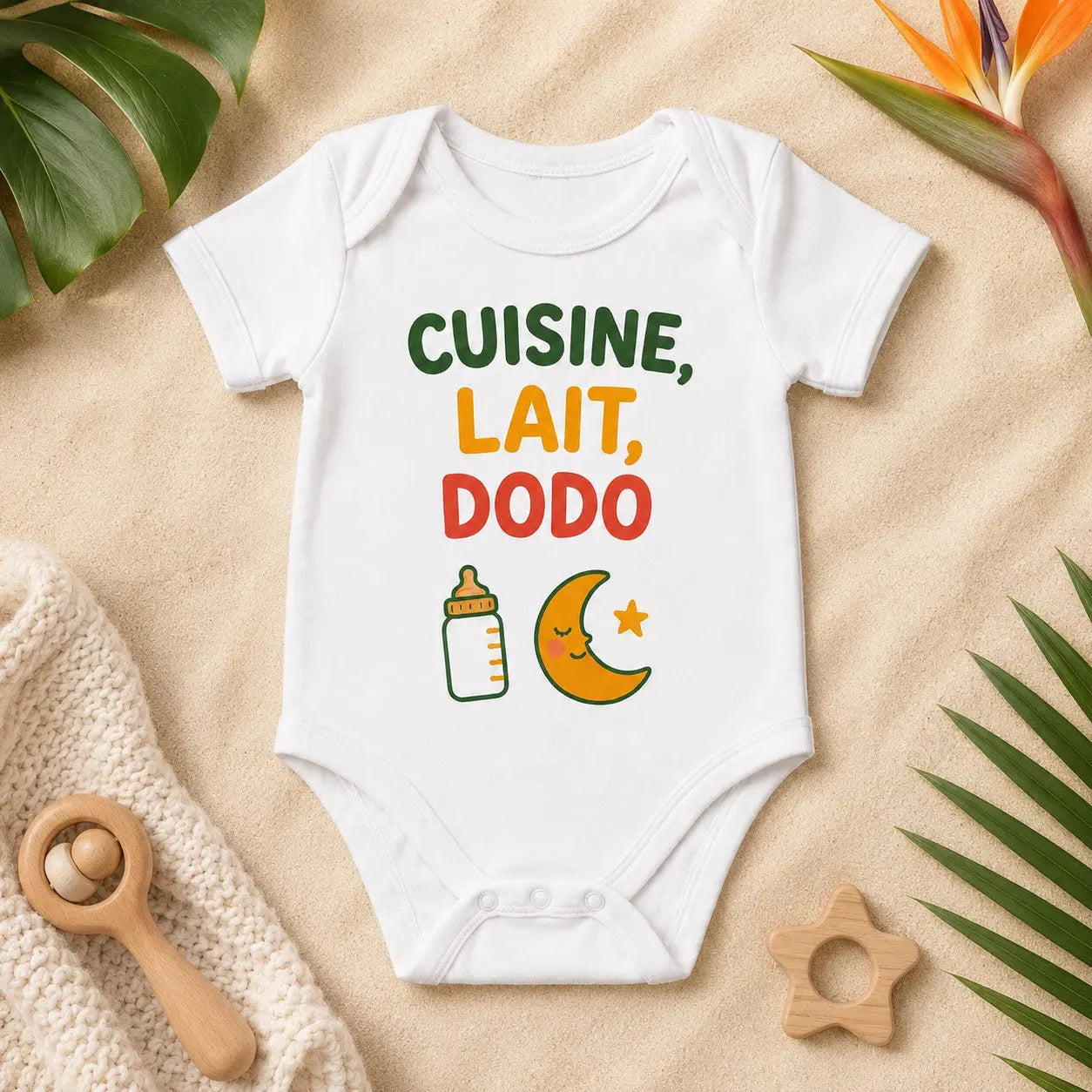 Body bébé NDC — Cuisine lait dodo blanc - flat lay