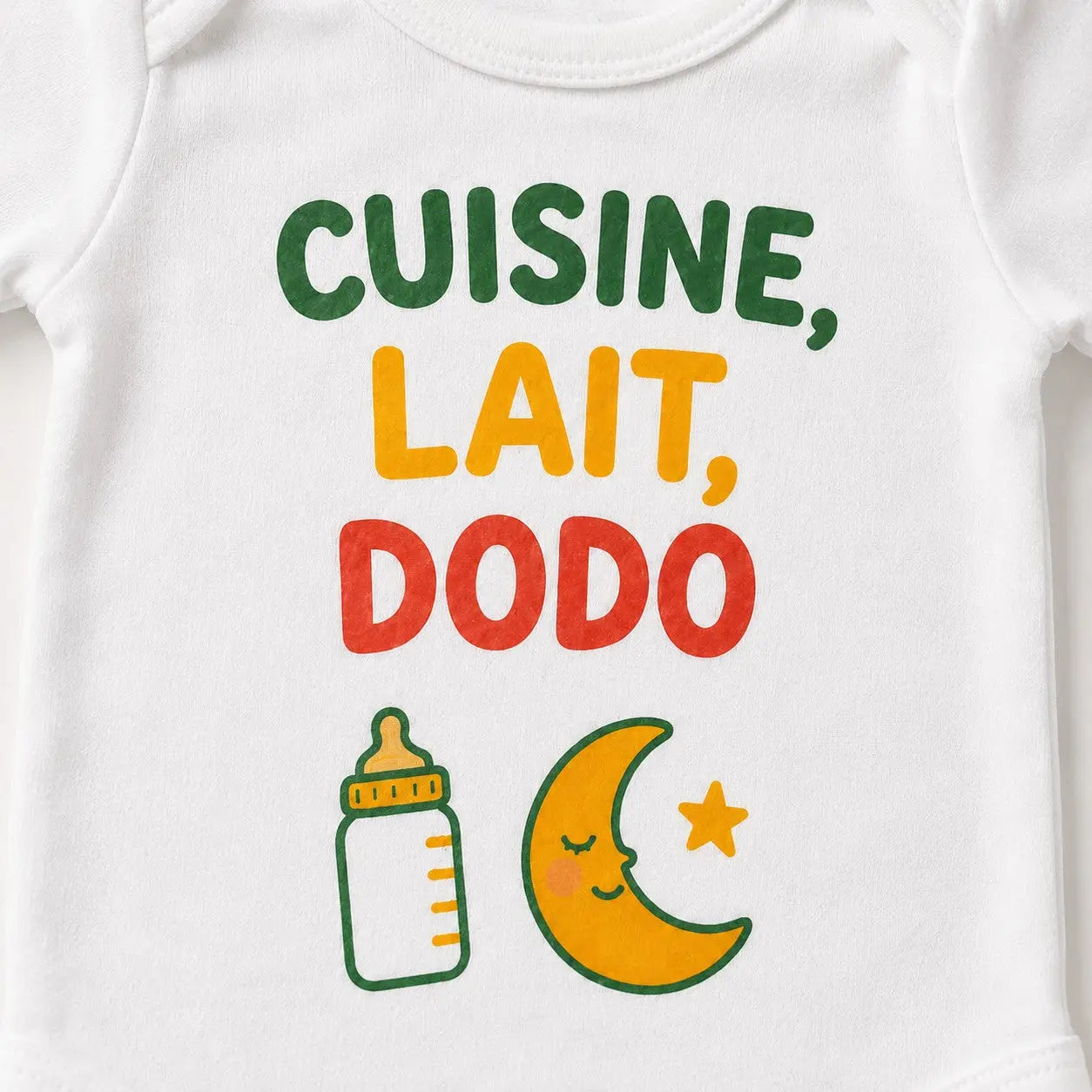 Body bébé NDC — Cuisine lait dodo blanc - zoom poitrine