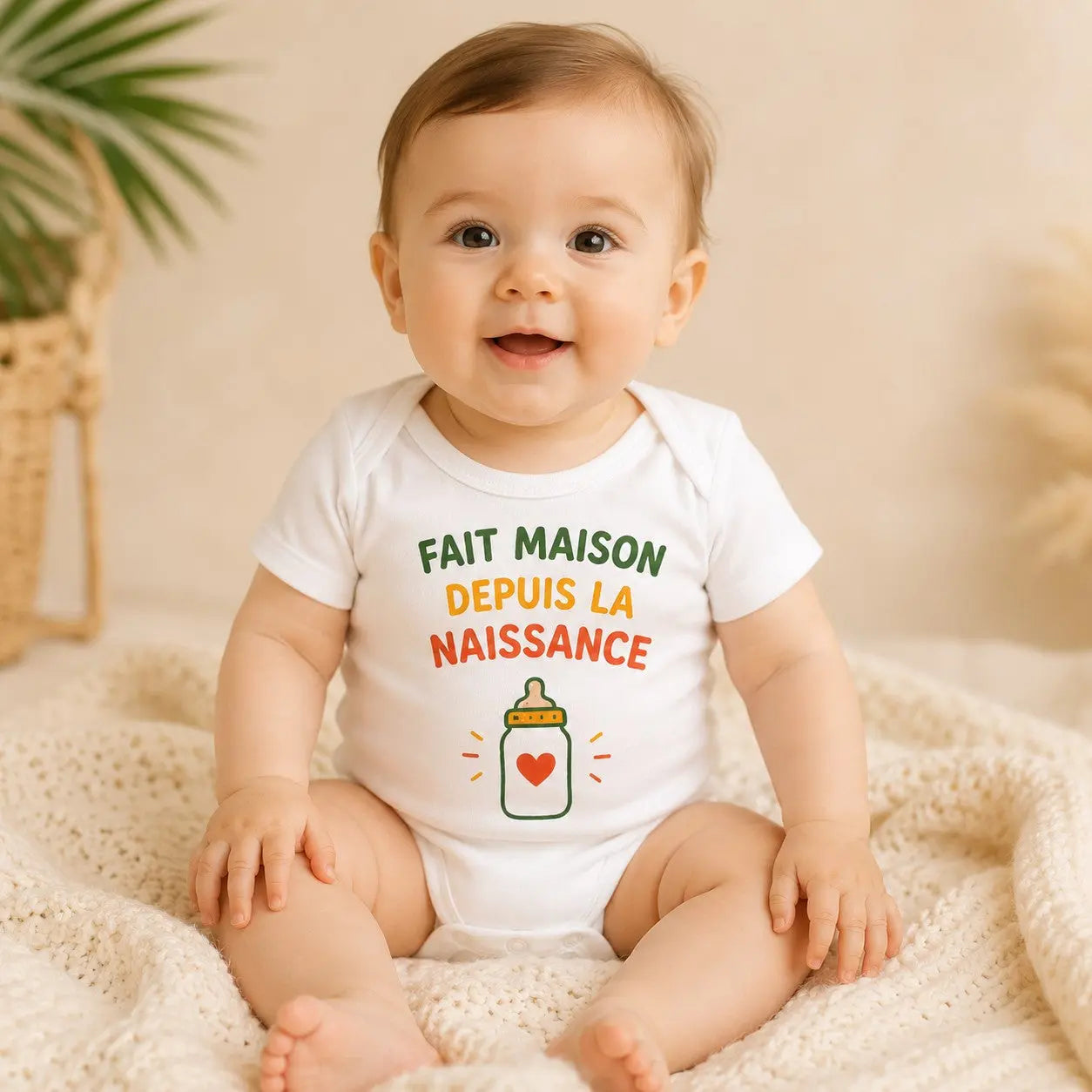 Body bébé NDC — Fait maison depuis la naissance blanc - porté mannequin bébé