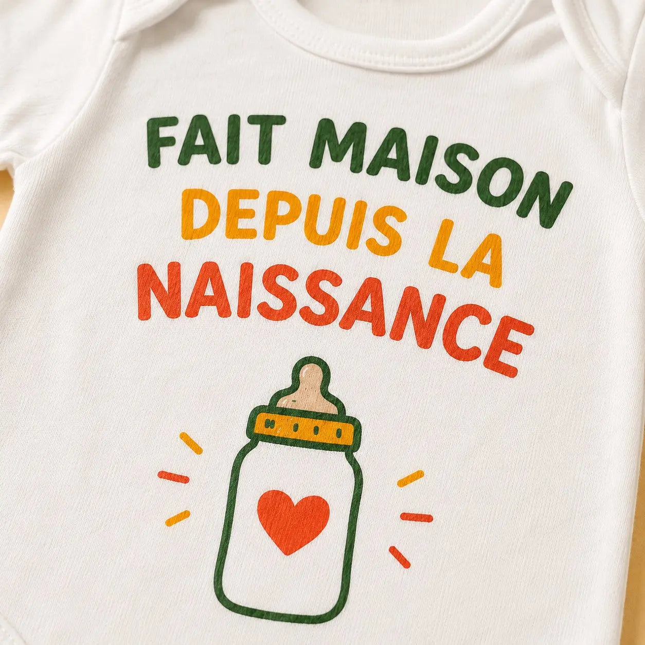 Body bébé NDC — Fait maison depuis la naissance blanc - zoom poitrine