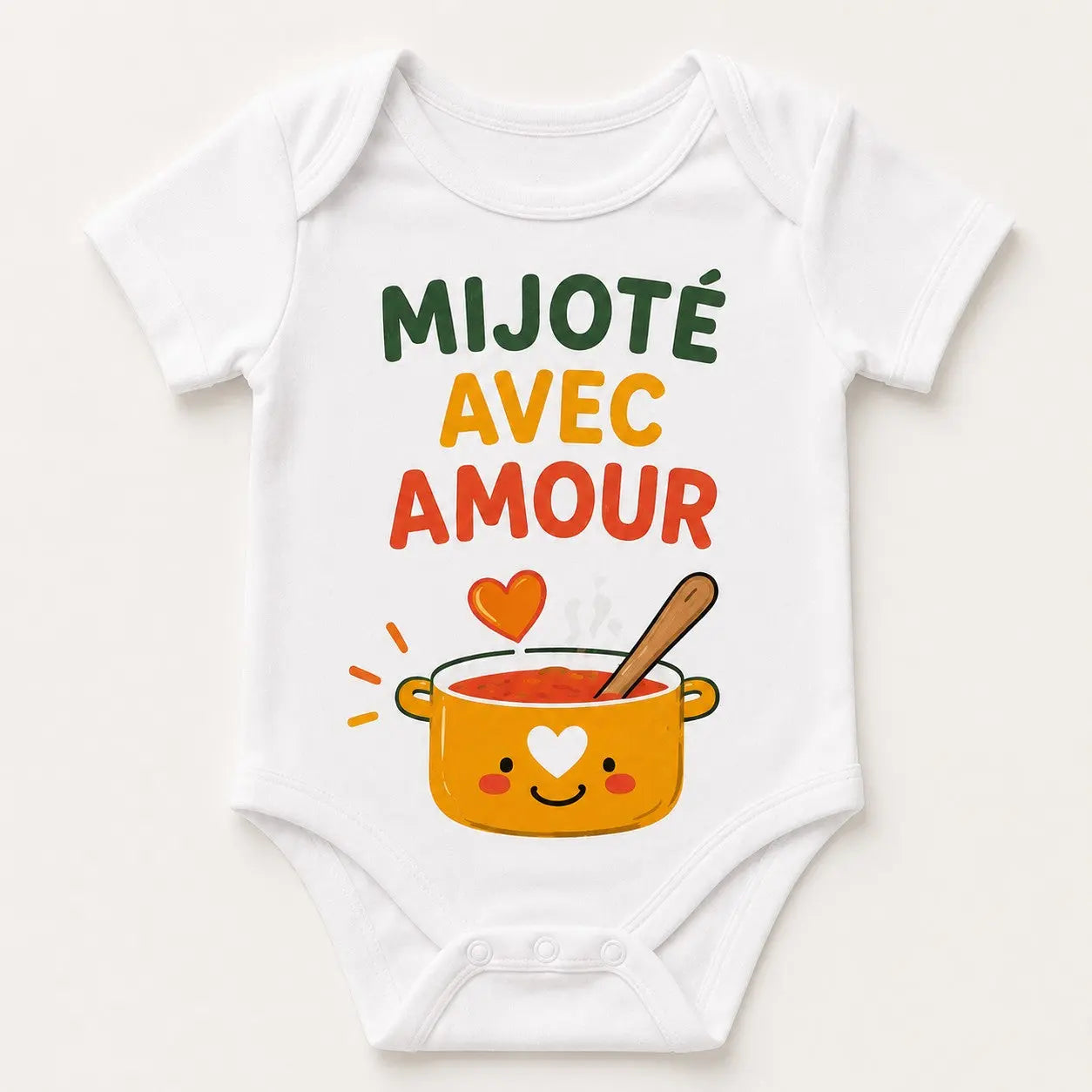 Body bébé NDC — Mijoté avec amour blanc - packshot fond blanc