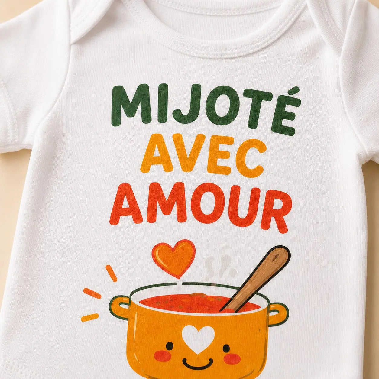 Body bébé NDC — Mijoté avec amour blanc - zoom poitrine