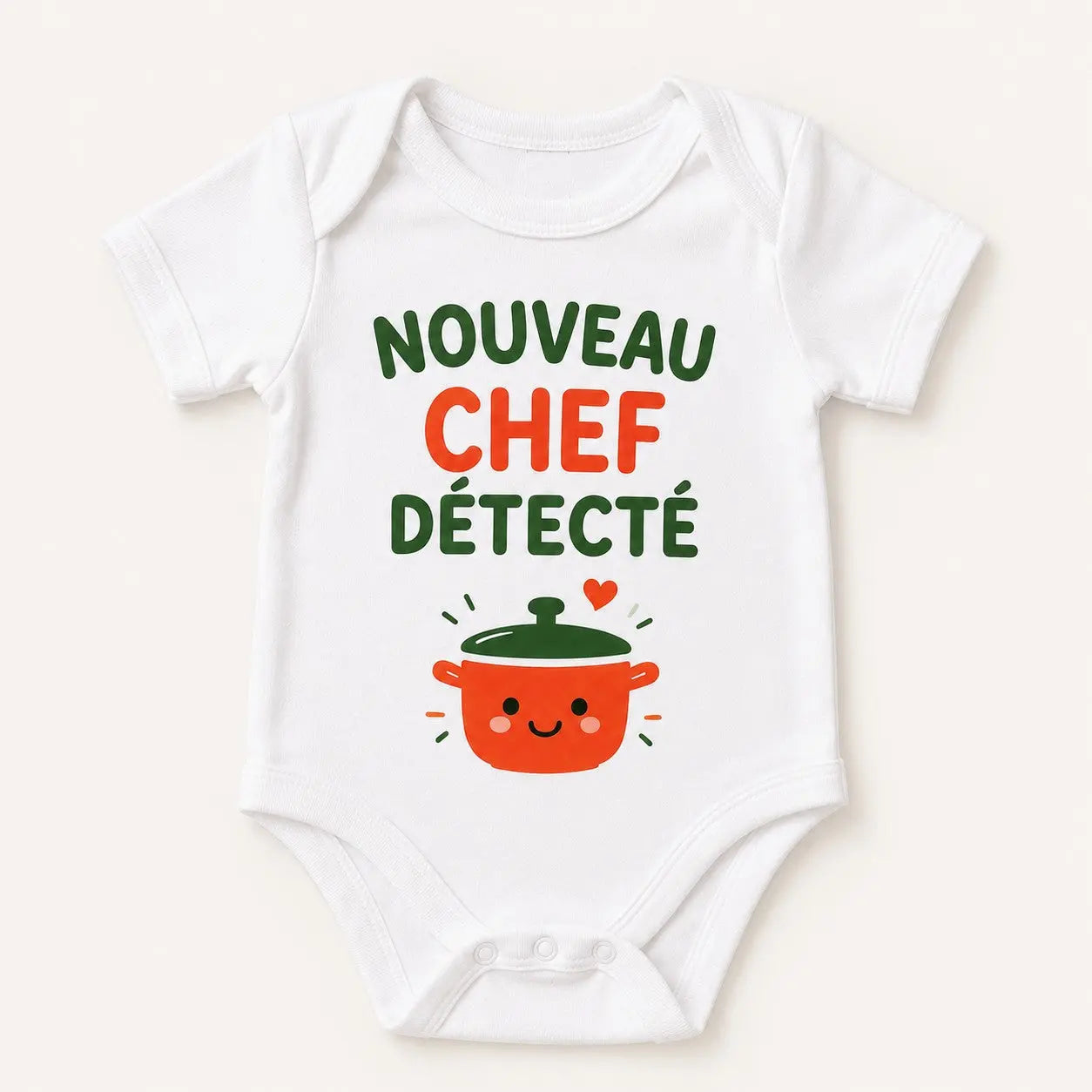 Body bébé NDC — Nouveau chef détecté blanc - packshot fond blanc