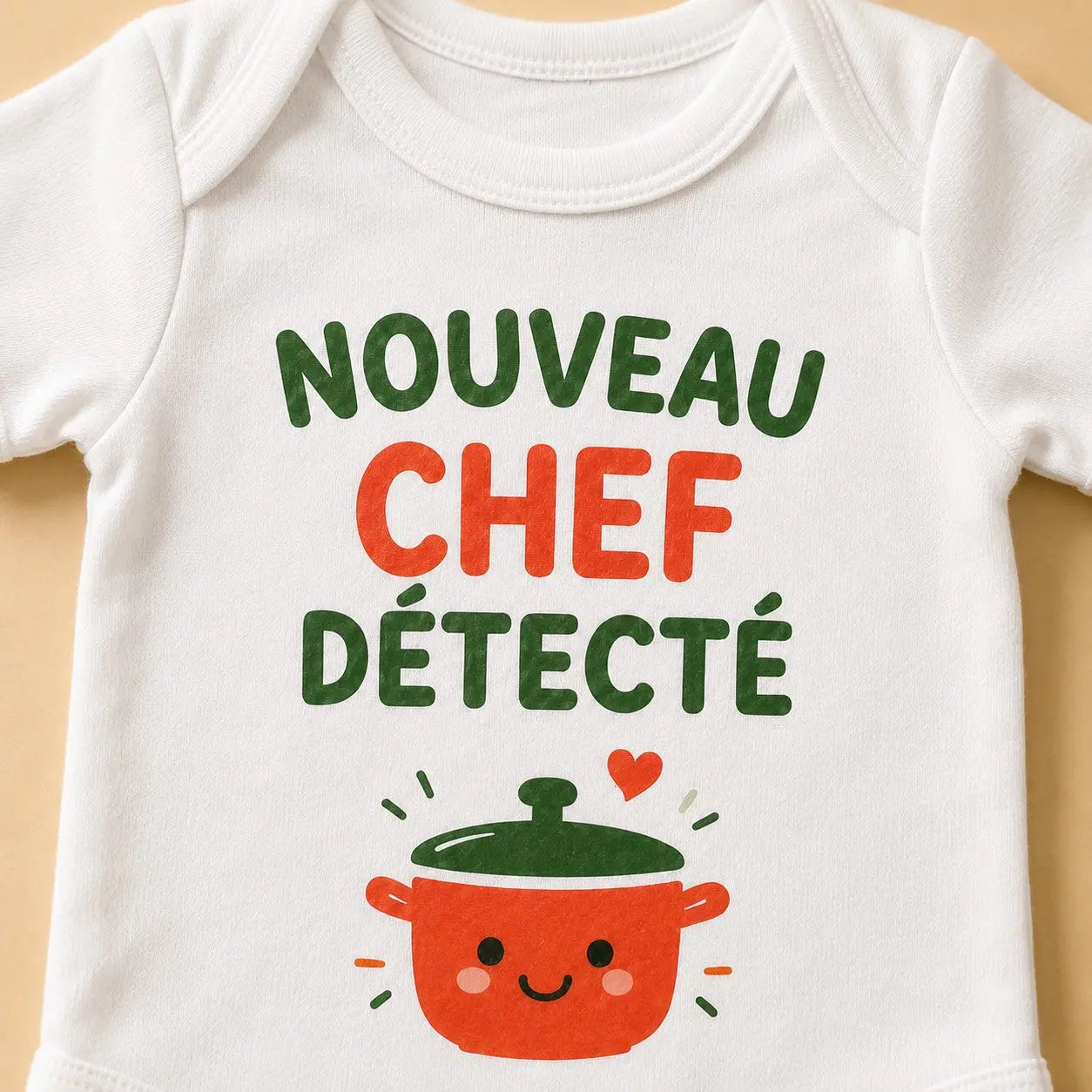 Body bébé NDC — Nouveau chef détecté blanc - zoom poitrine