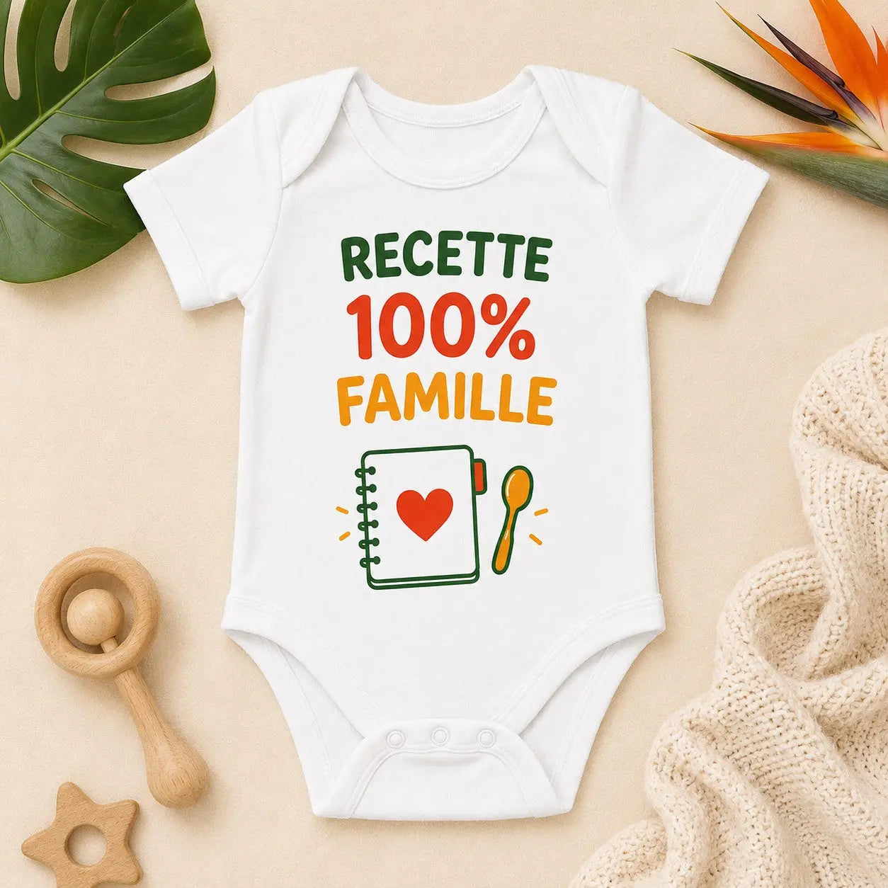 Body bébé NDC — Recette 100 pour cent famille blanc - flat lay