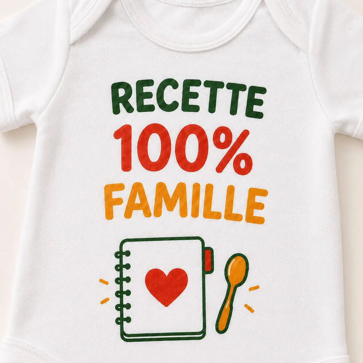 Body bébé NDC — Recette 100 pour cent famille blanc - zoom poitrine