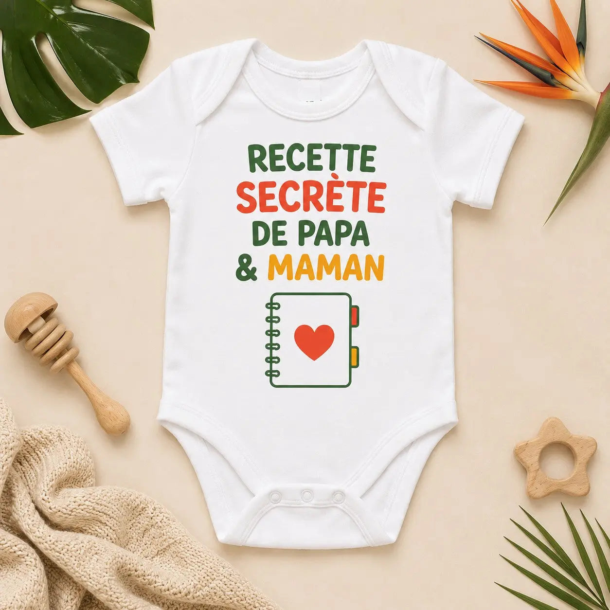 Body bébé NDC — Recette secrète de papa et maman blanc - flat lay