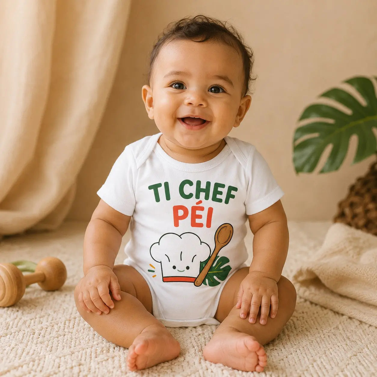 Body bébé NDC — Ti chef péi blanc - porté mannequin bébé