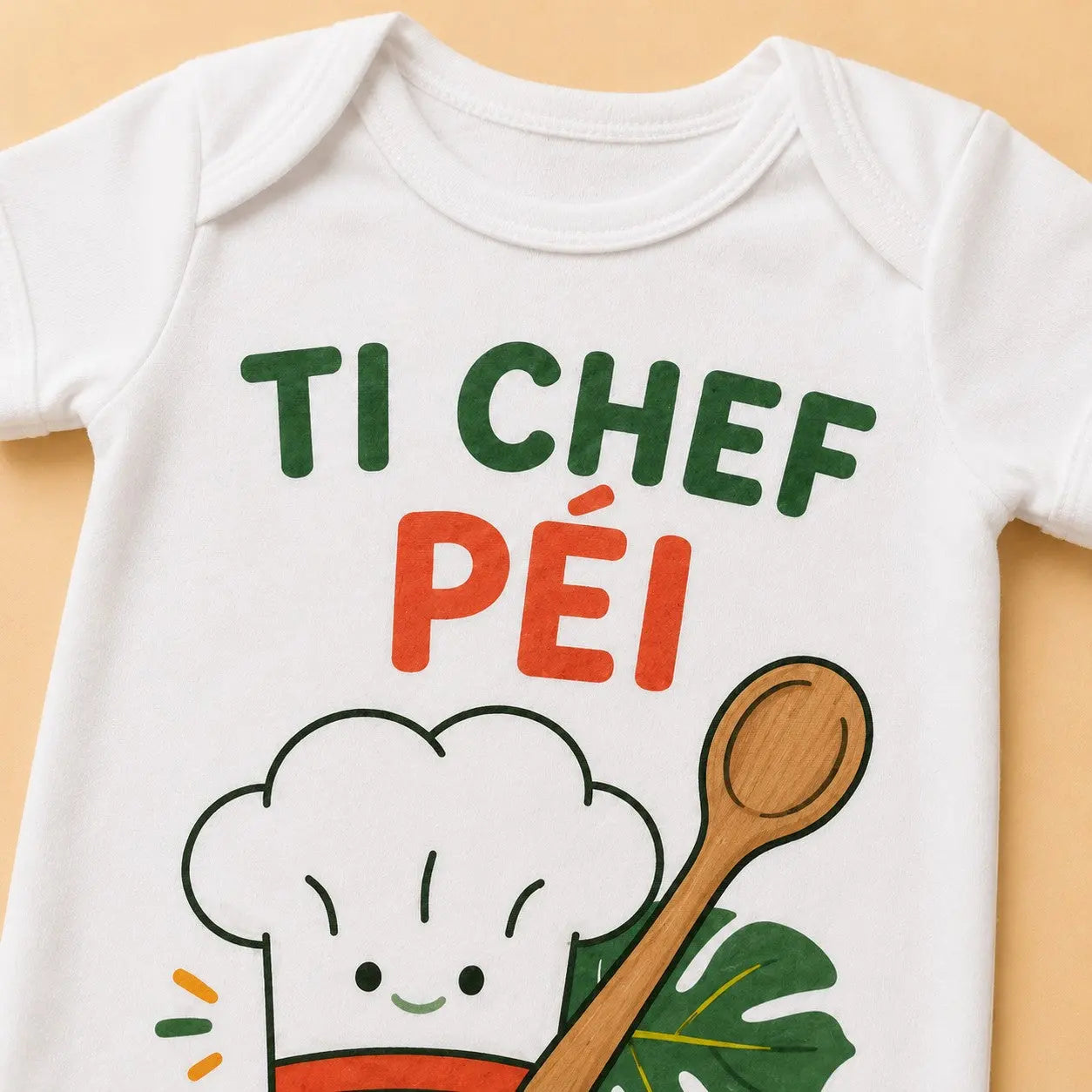 Body bébé NDC — Ti chef péi blanc - zoom poitrine