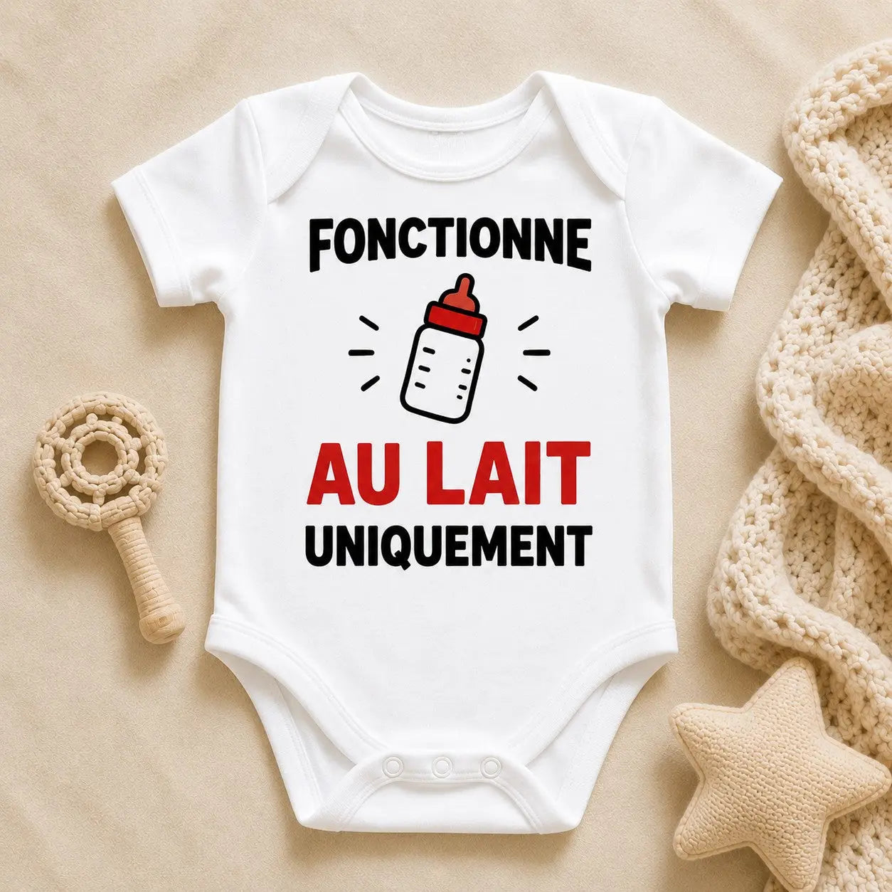 Body bébé NDC — Fonctionne au lait uniquement blanc - flat lay