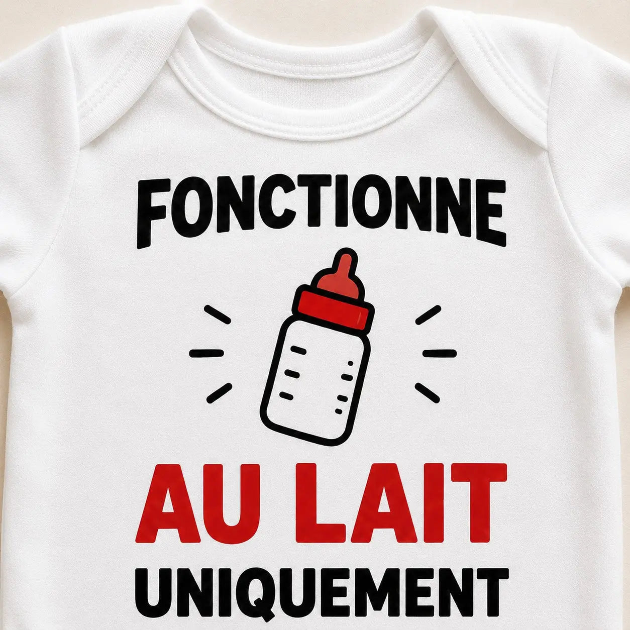 Body bébé NDC — Fonctionne au lait uniquement blanc - zoom poitrine