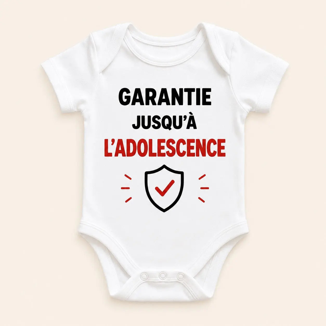 Body bébé NDC — Garantie jusqu'à l'adolescence blanc - packshot fond blanc