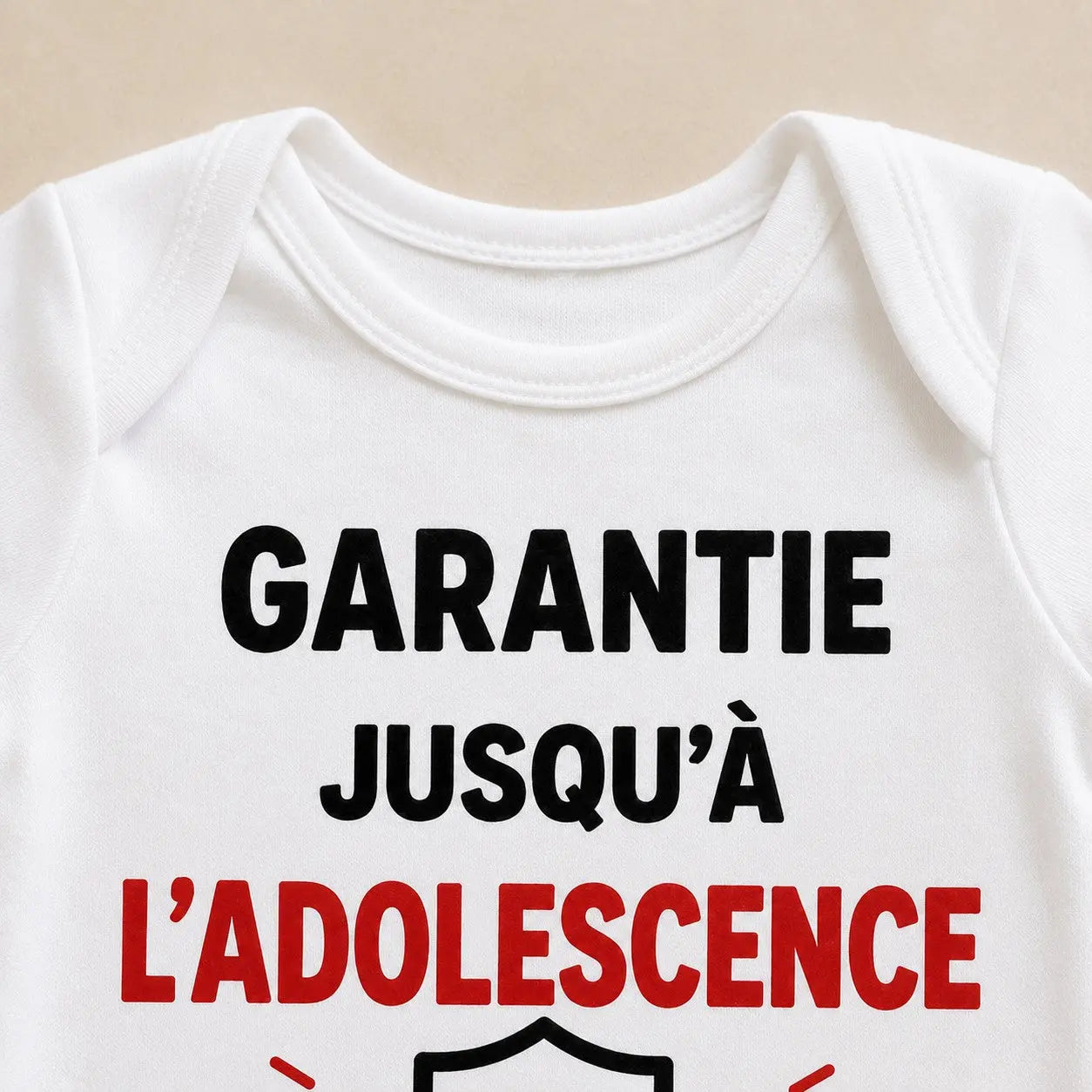 Body bébé NDC — Garantie jusqu'à l'adolescence blanc - zoom poitrine