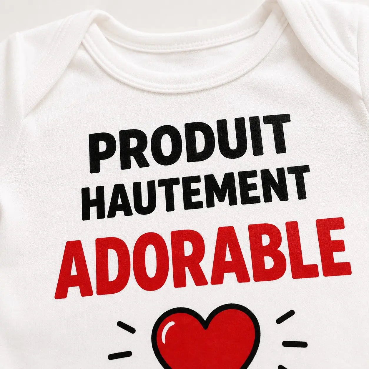 Body bébé NDC — Produit hautement adorable blanc - zoom poitrine