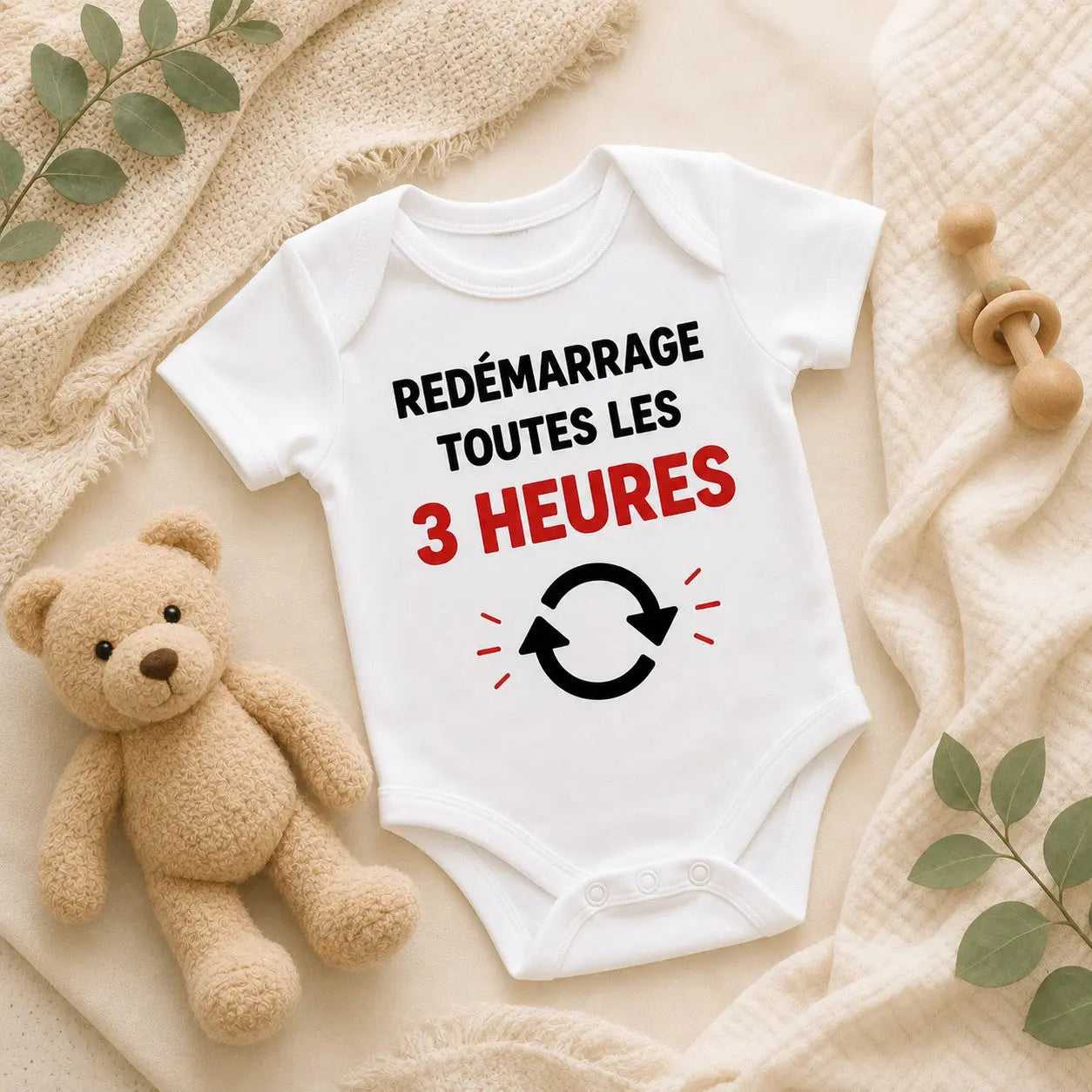 Body bébé NDC — Redémarrage toutes les 3 heures blanc - lifestyle