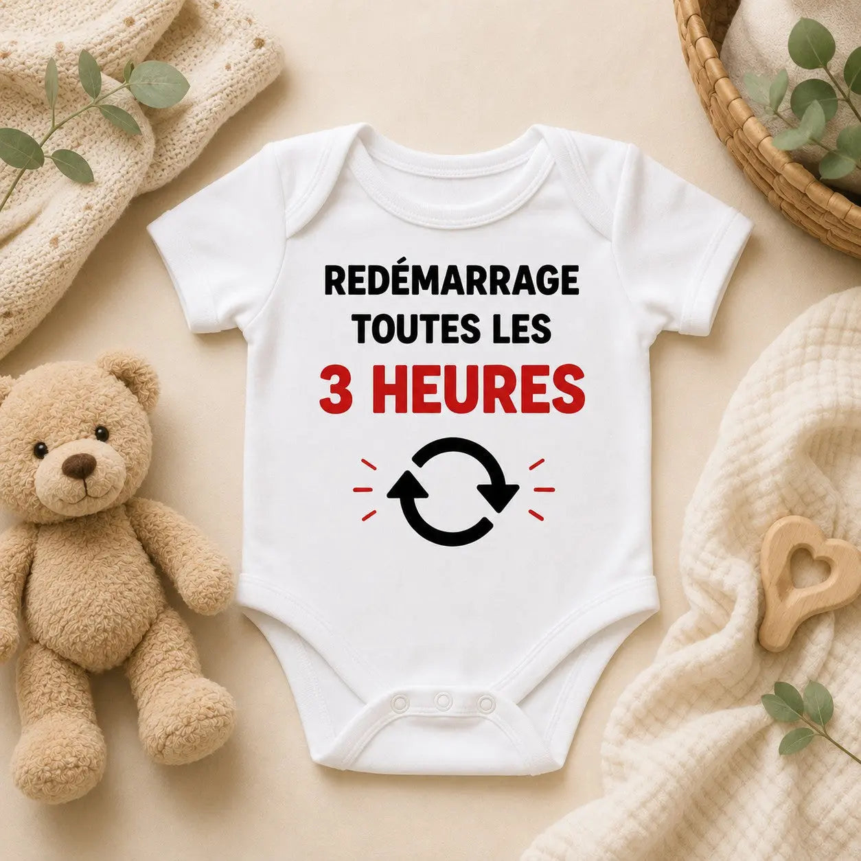 Body bébé NDC — Redémarrage toutes les 3 heures blanc - lifestyle