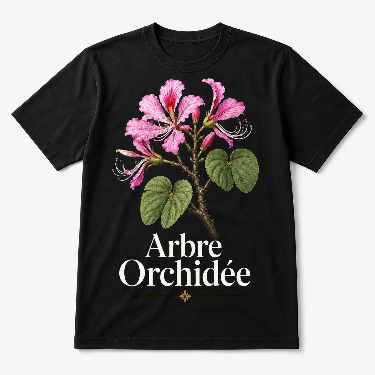 T-shirt NDC — Arbre Orchidée noir - vue de face