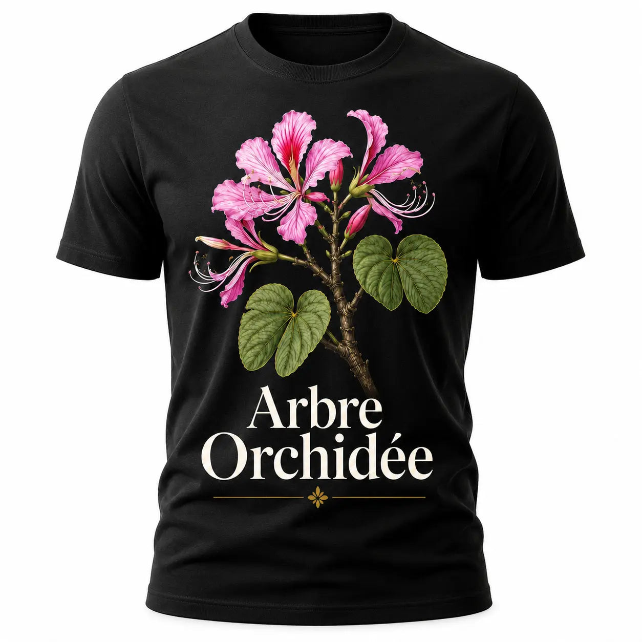 T-shirt NDC — Arbre Orchidée noir - vue de face alternative