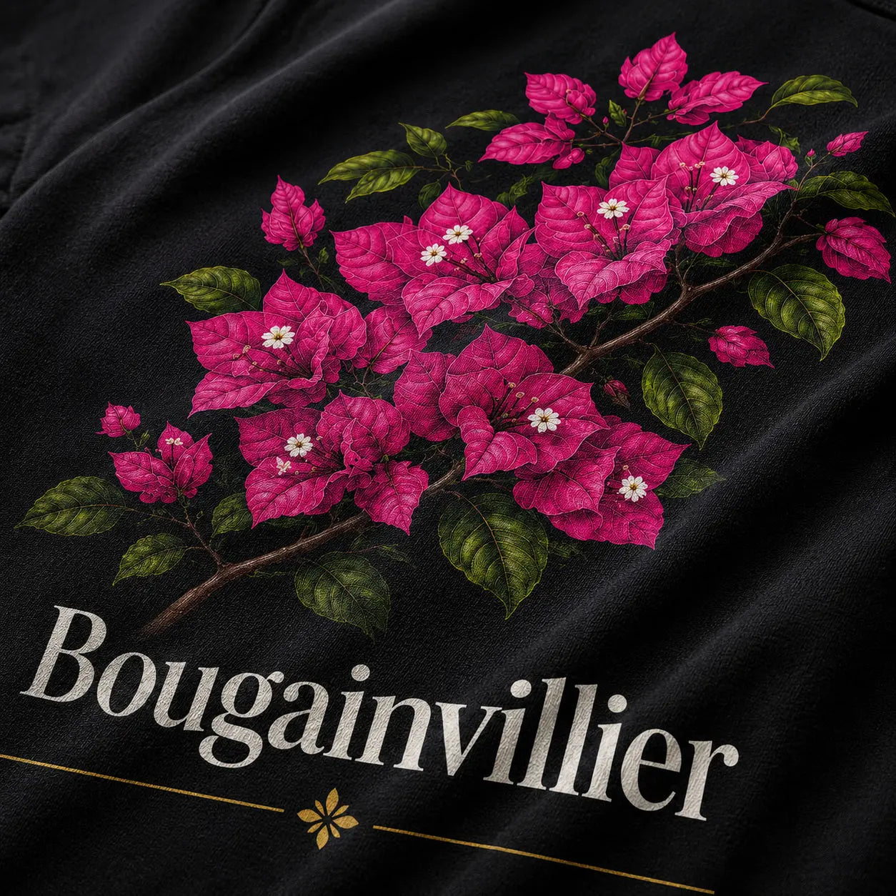 T-shirt NDC — Bougainvillier noir - gros plan motif