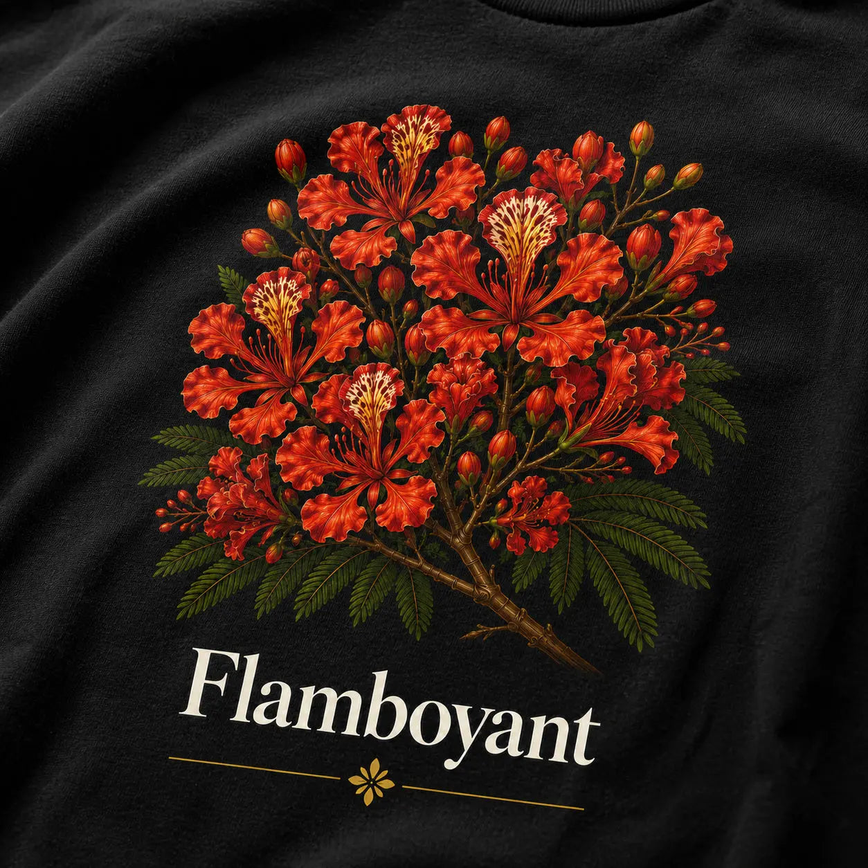 T-shirt NDC — Flamboyant noir - gros plan motif