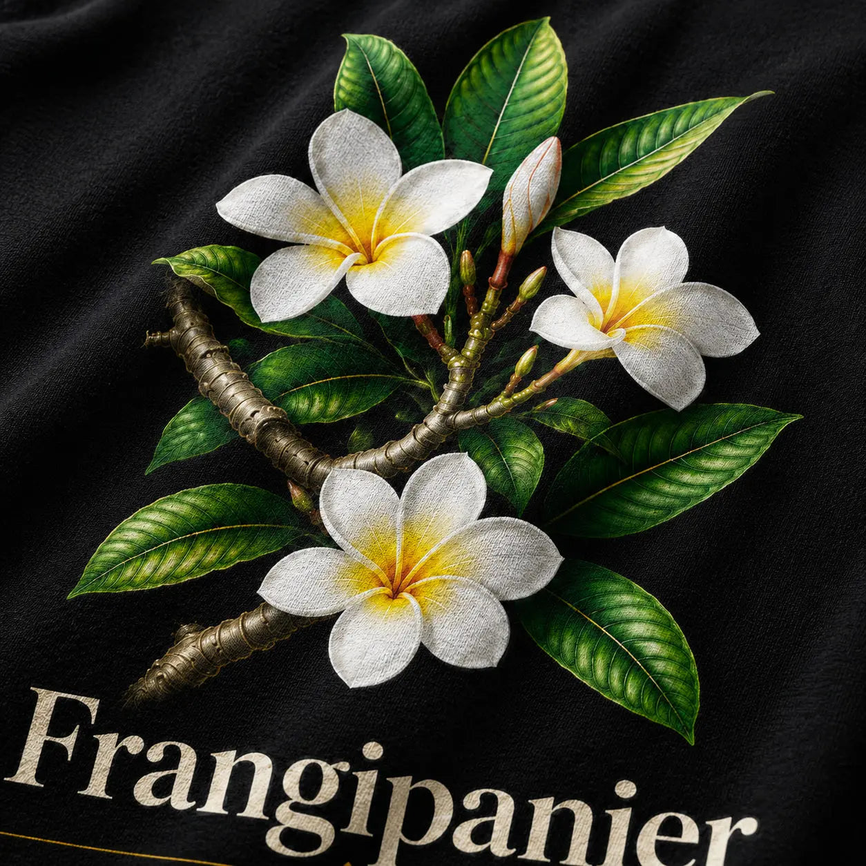T-shirt NDC — Frangipanier noir - gros plan motif