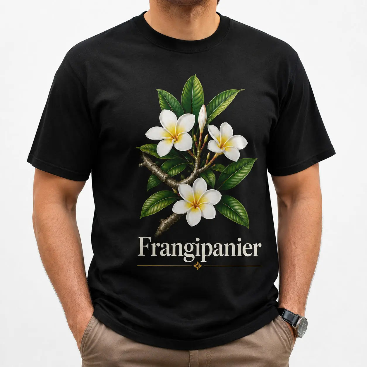 T-shirt NDC — Frangipanier noir - porté