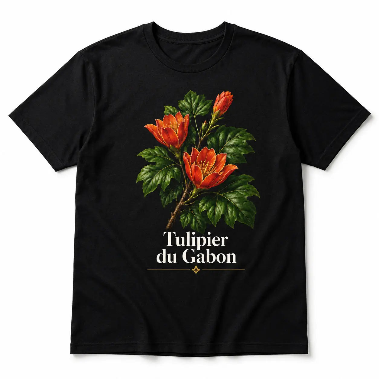 T-shirt NDC — Tulipier du Gabon noir - vue de face