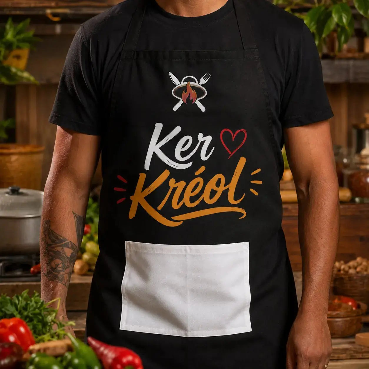 Tablier NDC — Kèr Kréol noir - lifestyle porté