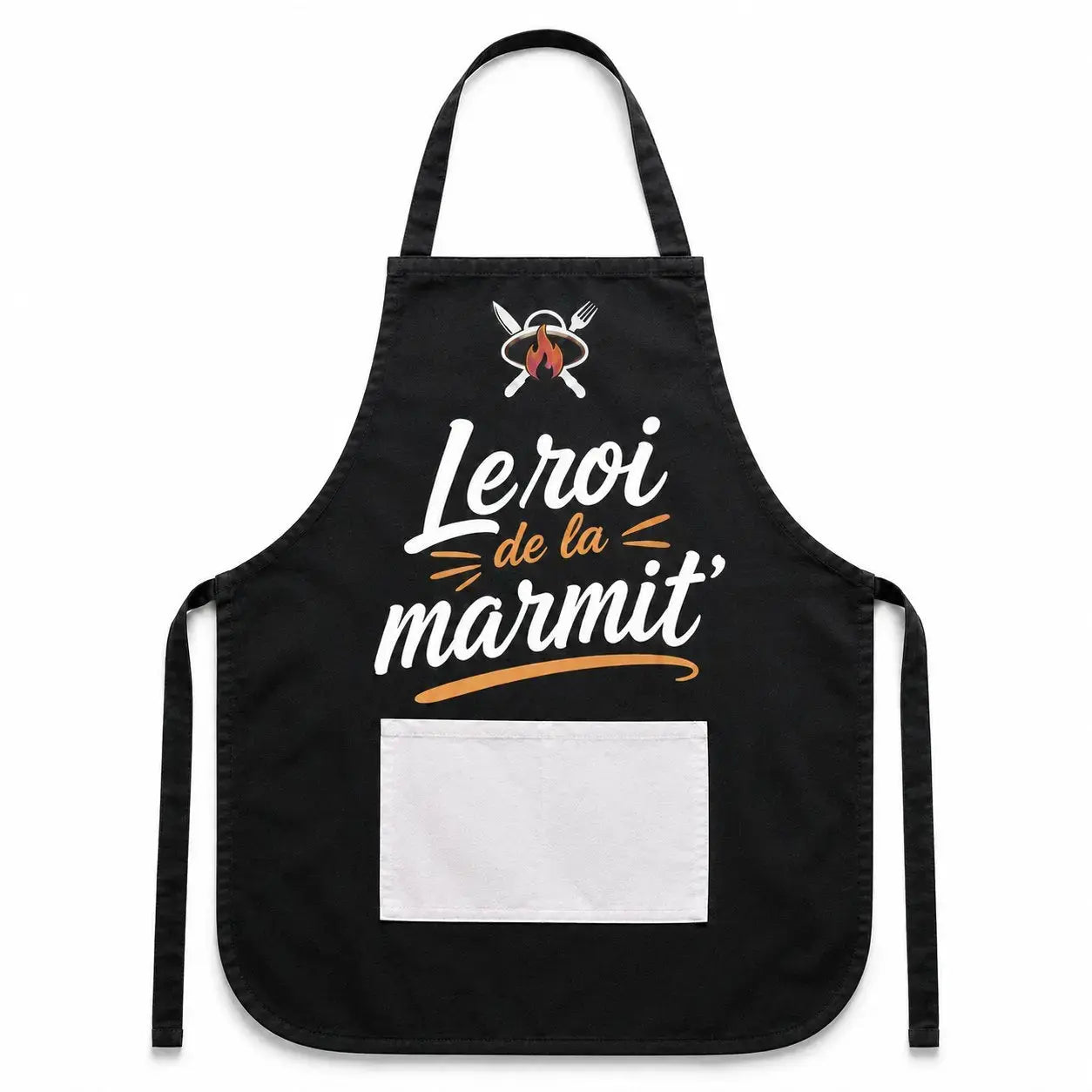 Tablier NDC — Le roi de la marmit' noir - vue de face