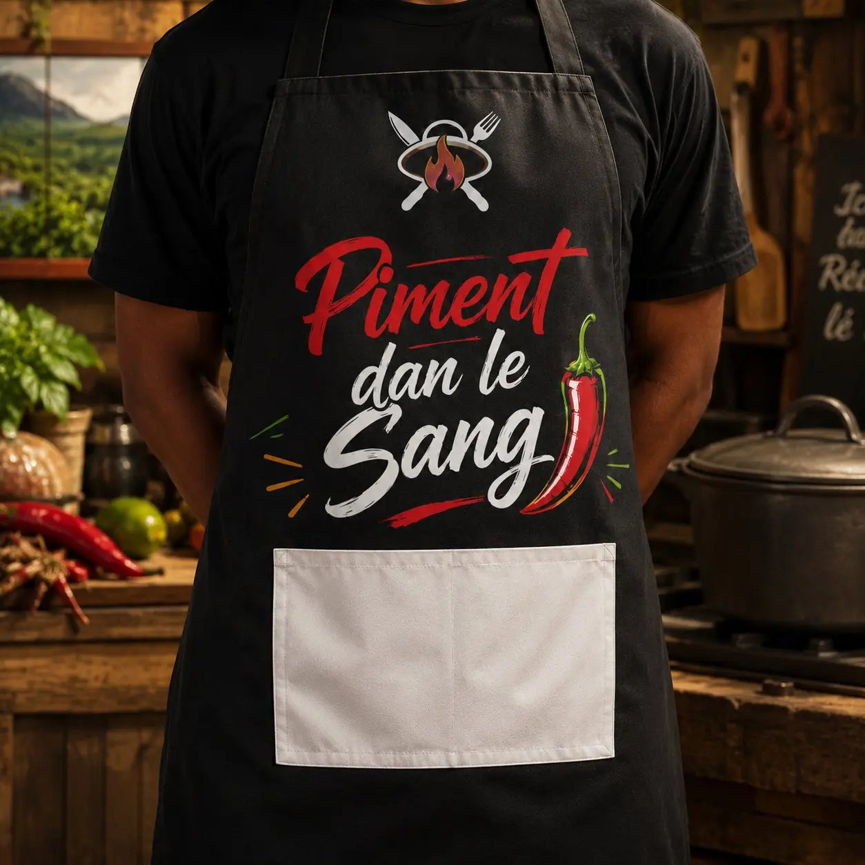 Tablier NDC — Piment dan le sang noir - lifestyle porté