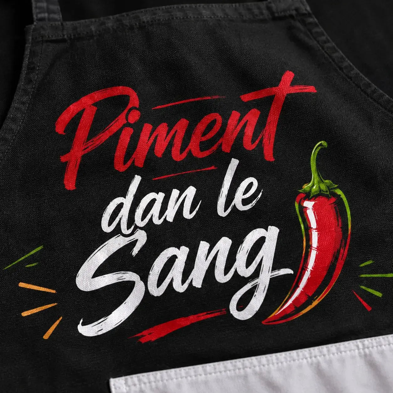 Tablier NDC — Piment dan le sang noir - zoom slogan
