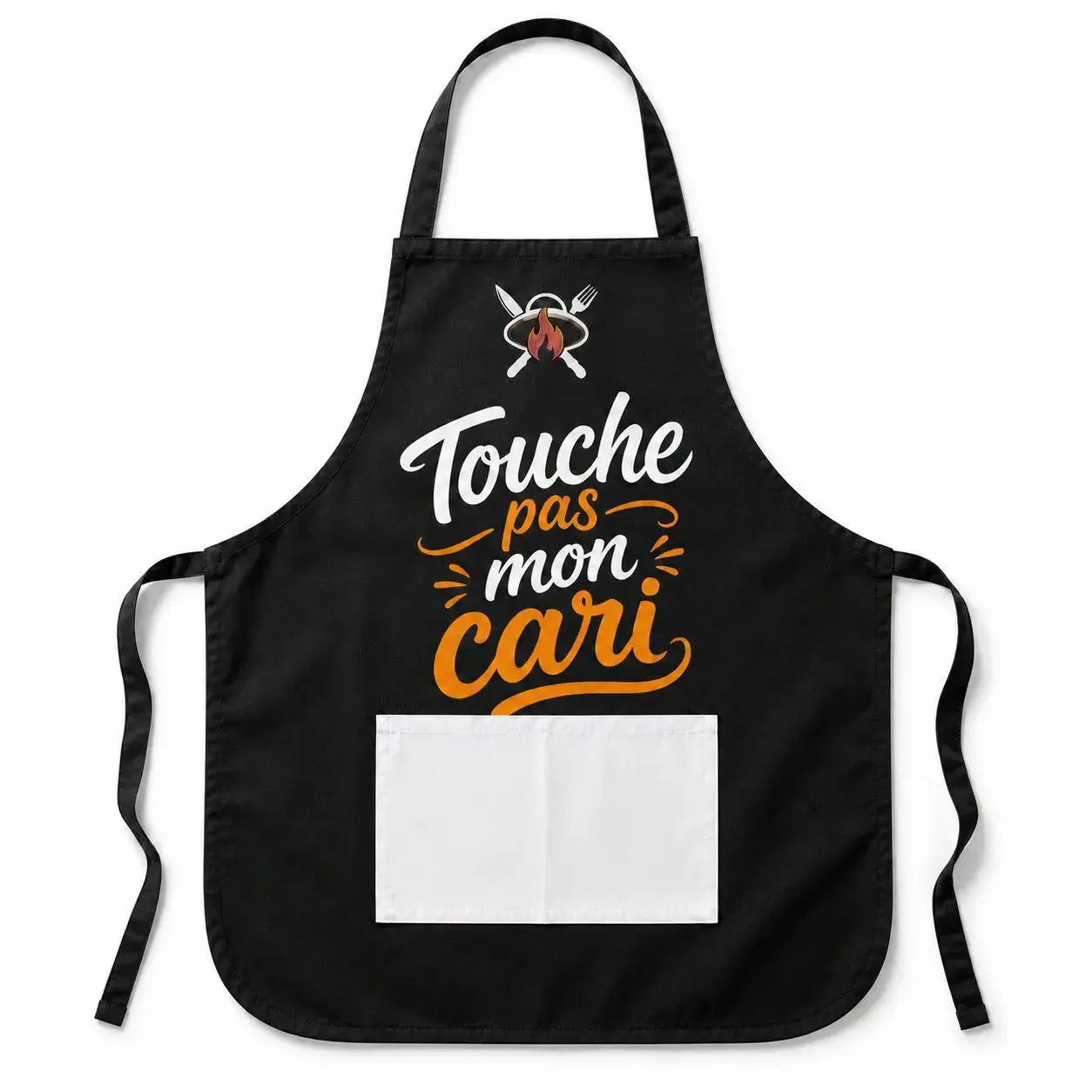 Tablier NDC — Touche pas mon cari noir - vue de face